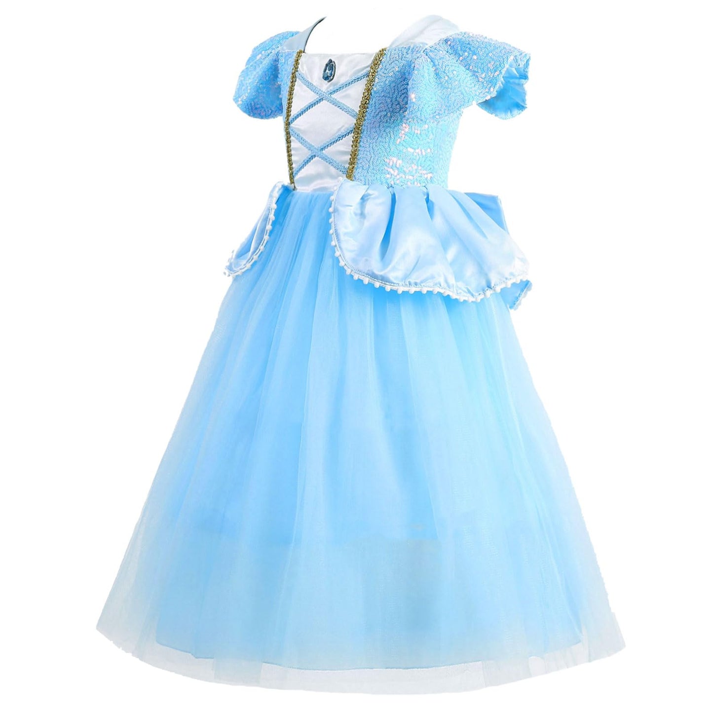 Fengligoo Blue Princess Costume Dress For Girls Kids Halloween Cosplay Party Outfit 5-6 Years