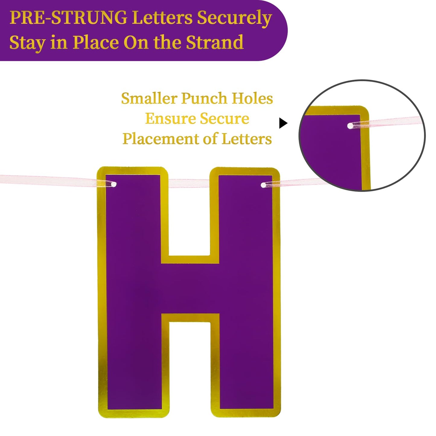 Litaus, Purple Happy Birthday Banner - Pre-Strung, 9 Ft, No Diy | Birthday Decorations | Happy Birthday Sign For Birthday Decor,