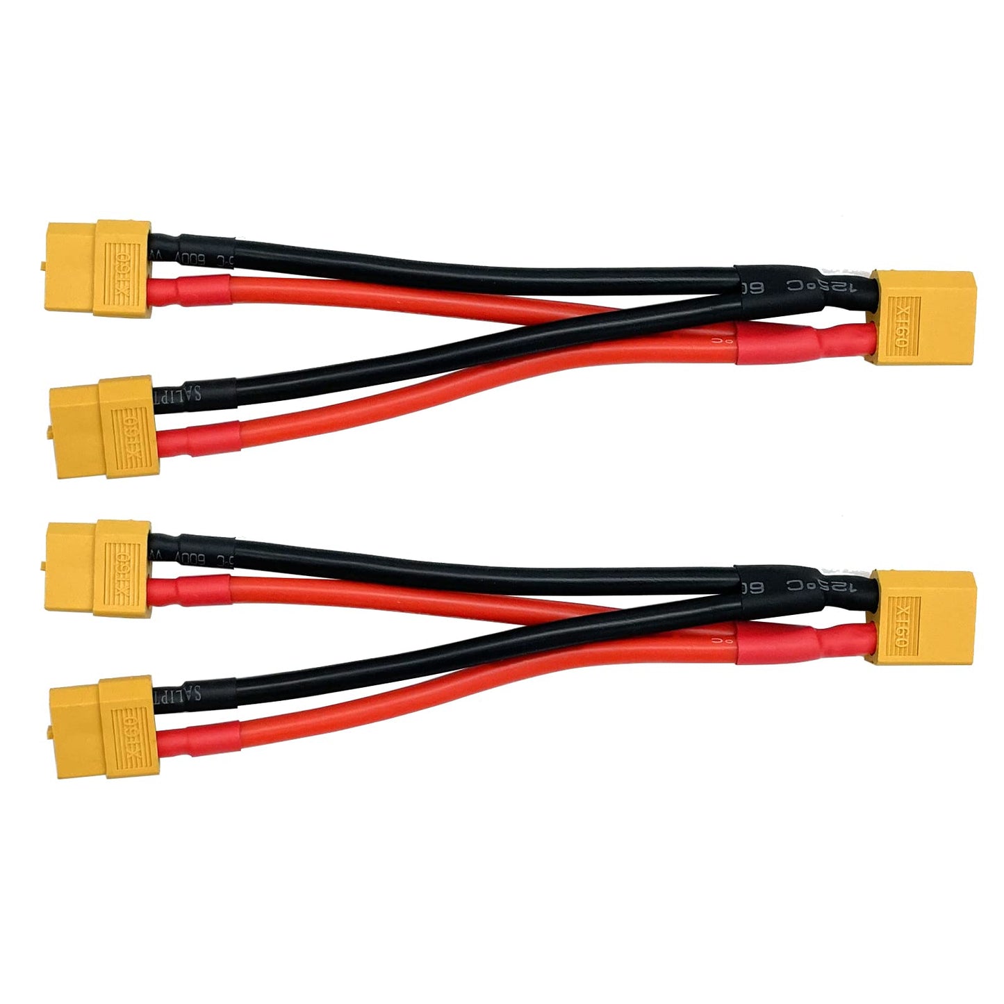 2Packs XT60 Parallel Y Splitter Battery Connector 12AWG Cable Dual Extension Y Splitter Male to 2 Female for RC Quadcopte Multir
