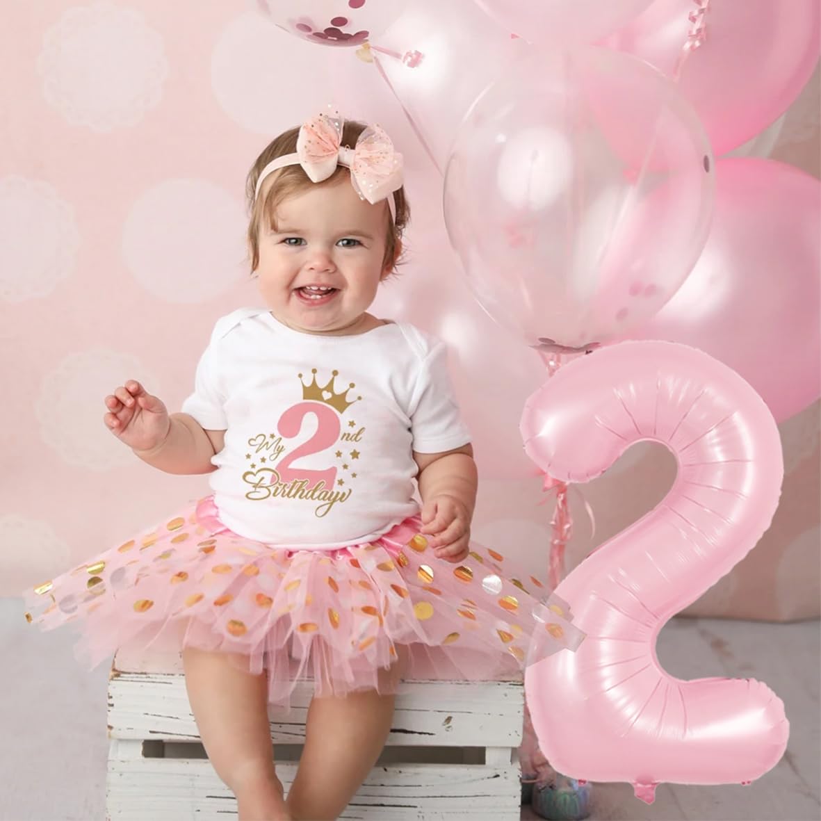 TONIFUL Pastel Pink Number 2 Balloon 40 Inch Aluminum for Girl's Birthday Party, Wedding, Engagement, Photo Shoot Supplies