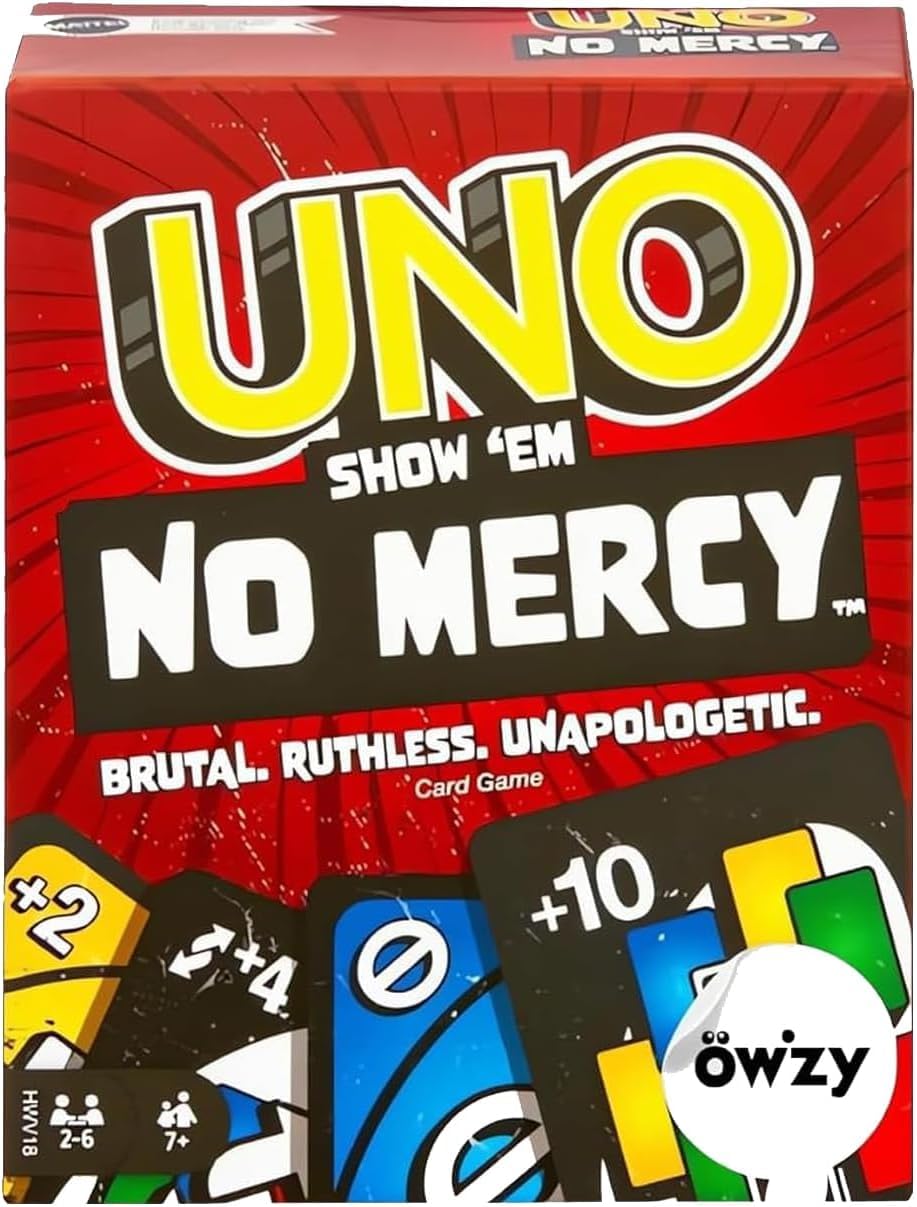 Owzy Mattel Uno, Show Em No Mercy | Game Card, Kids, Adults, Family Night, 2-10 Players | Iconic Characters, Engaging Gameplay,