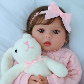 Scom Realistic Reborn Baby Dolls - 18 Inch Silicone Baby Girl, Real Life Dolls With Full Body Vinyl, Newborn Lifelike Weighted D