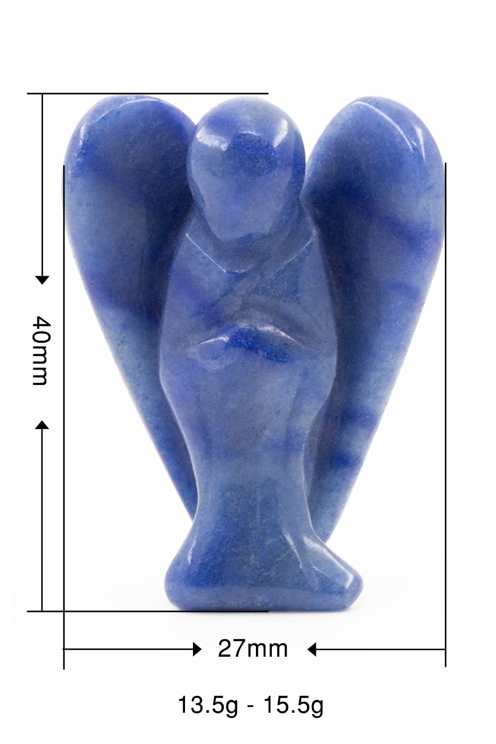 Ouubuuy Blue Aventurine Crystal Angel Figurines Statues Natural Gemstone Carved Pocket Guardian Angel 1.5 inch for Healing Reiki