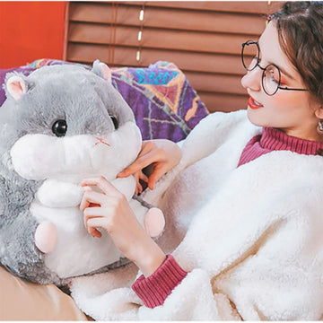 Wgxzyq Hamster Plushie Toy Hamster Stuffed Animal Plush Toy Birthday Xmas Gift For Kids Boys Girls (15.6Inch, Grey)