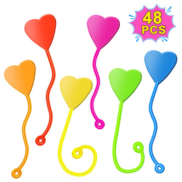 Valentines Sticky Hands Bulk 48PCS Valentines Day Gifts for Kids Classroom Prizes Valentines Party Favors for Kids Stretchy Hear