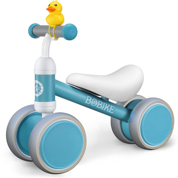 Bobike Baby Balance Bike Toys For 1 Year Old Gifts Boys Girls 10-24 Months Kids Toy Toddler Best First Birthday Gift Children Walker No Pedal Infant 4 Wheels Bicycle (Light Blue)