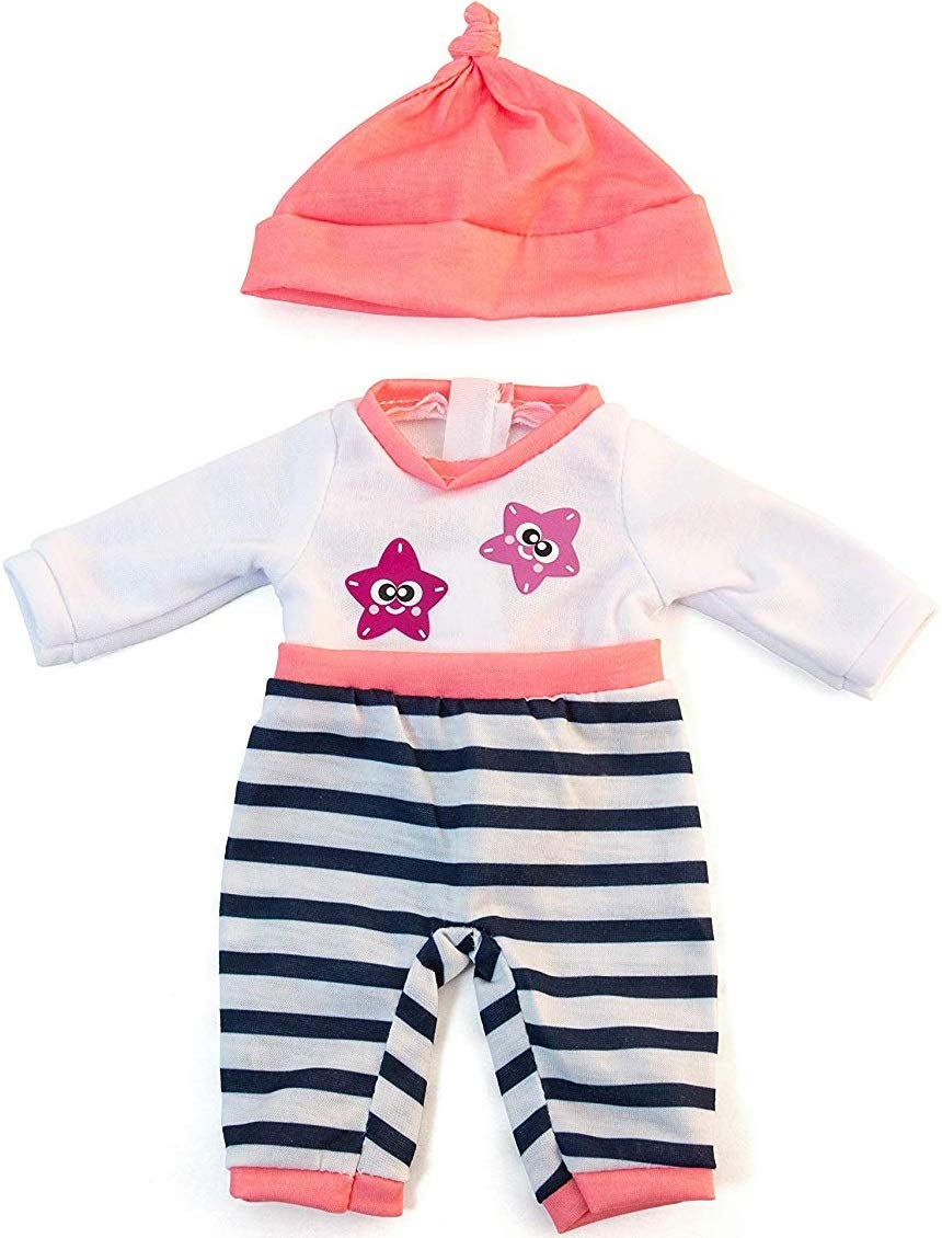 Miniland Educational Doll Clothes, Fits 12-5/8' Dolls, Cold Weather Salmon Pajamas,Multi