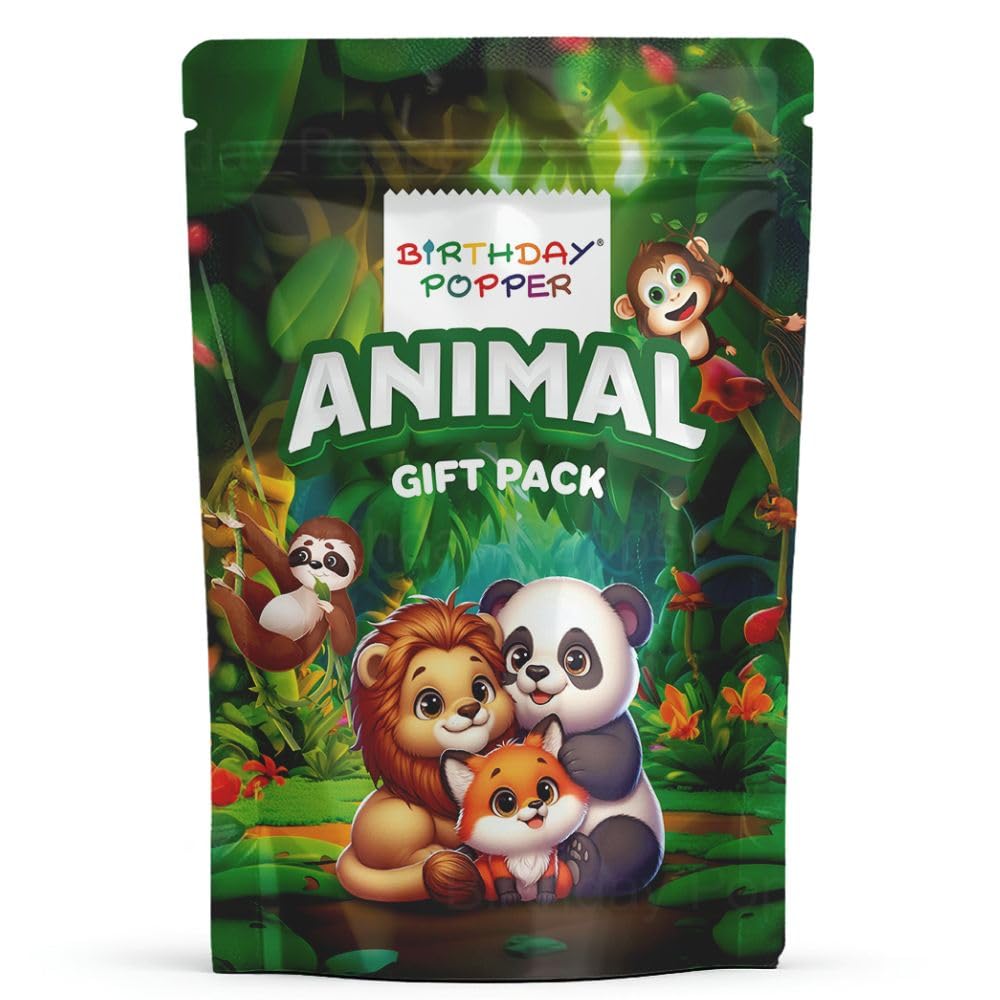 Birthday Popper Birthday Return Gift for Kids Animal Theme Gift Pack, 1 Pc