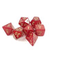 Chessex Polyhedral 7-Die Glitter Dice Set - Ruby with Gold Numbers