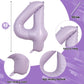 Light Purple Number 40 Birthday Balloons, 40 Inch Large Pastel Dusty Purple Mylar Foil Number 4 & 0 Balloons For Women, 40Th Bir