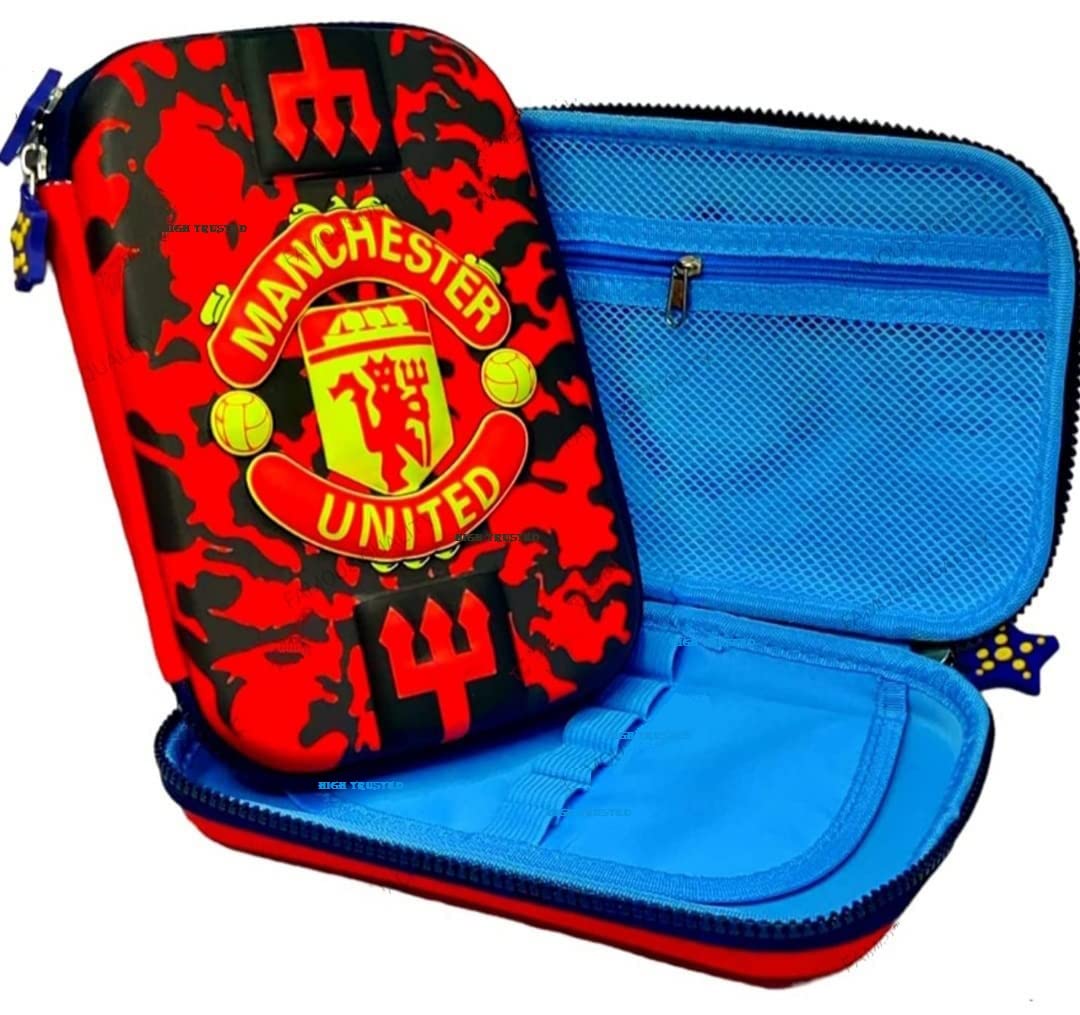 High Trusted Manchester United Printed 3D Pencil Case With Compartments, Pencil Pouch Box Ideal For Kids, School Supply Organize