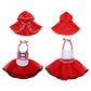 Little Red Riding Hood Costume For Girls Baby Toddler 1St 2Nd Halloween Outfit Fancy Cosplay Deluxe Storybook Plaid Maid Apron Dress Up Cape Cloak Kids Fairy Tale Princess Party Supply 2-3 Years