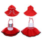 Little Red Riding Hood Costume For Girls Baby Toddler 1St 2Nd Halloween Outfit Fancy Cosplay Deluxe Storybook Plaid Maid Apron Dress Up Cape Cloak Kids Fairy Tale Princess Party Supply 2-3 Years
