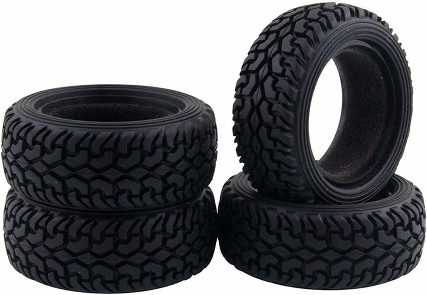 1/10 RC On-Road Car Tyres,WONFAST 4PCS 75mm Rally Grain Car Rubber Tires Sponge Insert for 1:10 RC On Road Run-flating Racing Ca