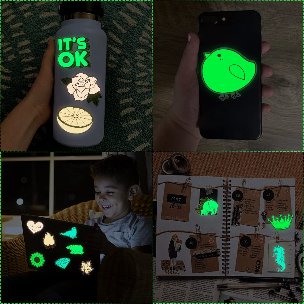 Susihi Glow In The Dark Stickers For Water Bottles Stickers For Kids Glow In The Dark Wall Stickers Vinyl Waterproof Stickers Pa