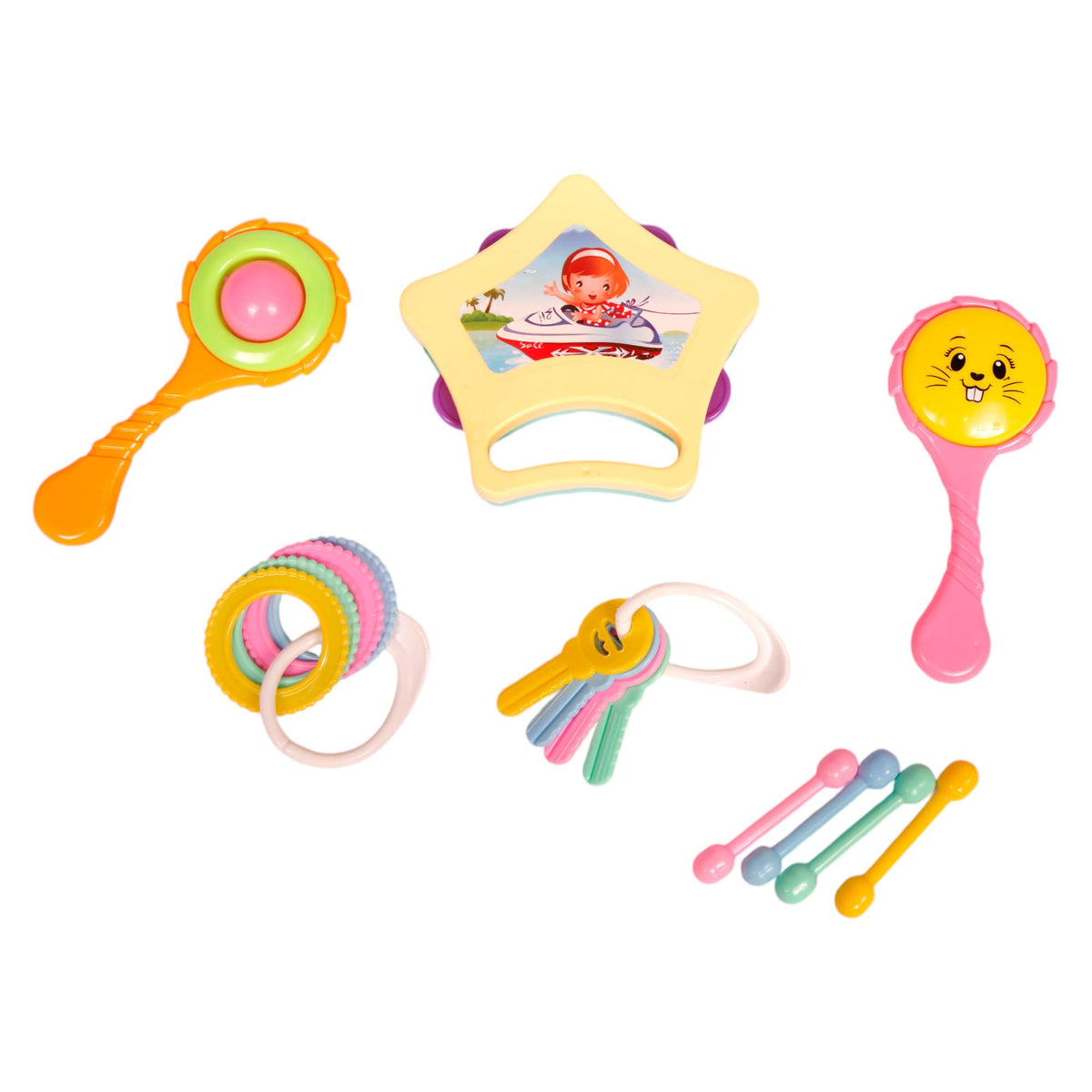 Virti Mini Me Baby Rattle Toy Set  6 Pcs Colorful Newborn Toys | Lightweight & Easy To Hold | NonToxic & BabySafe | Early Lea