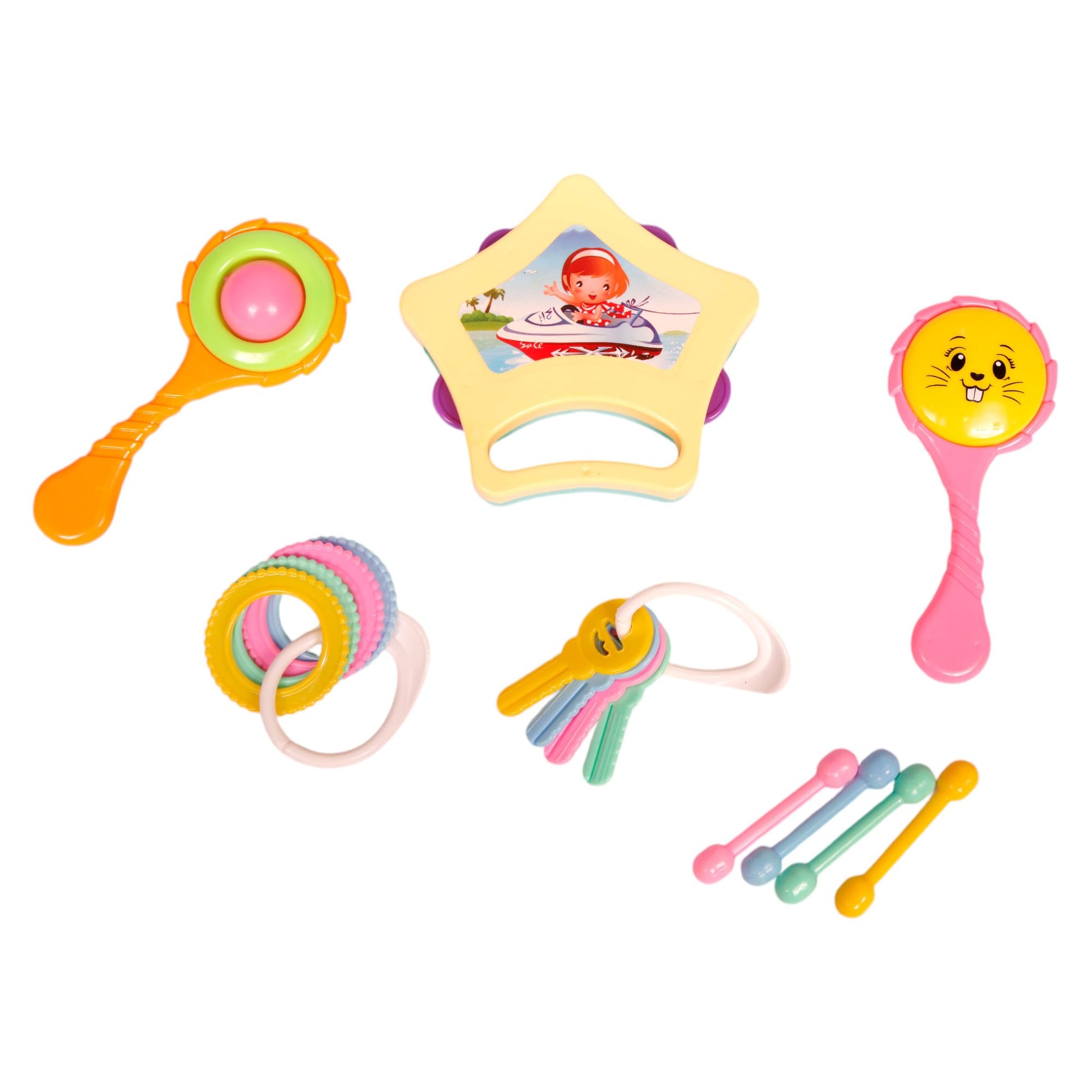 Virti Mini Me Baby Rattle Toy Set  6 Pcs Colorful Newborn Toys | Lightweight & Easy To Hold | NonToxic & BabySafe | Early Lea