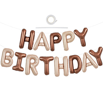 Toniful Light Brown Chocolate Happy Birthday Balloons Banner 16 Inch Mylar Foil Letters Birthday Sign Reusable For Girls Boys Ki