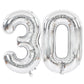 Toniful 40 Inch Silver Large Numbers Balloons Number 30 Digital 30 Helium Balloons, Foil Mylar Big Number Balloons For Birthday