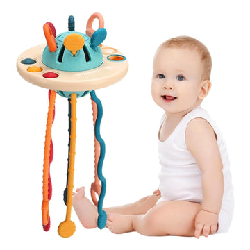 Kidology Montessori Teething Toy Set For Toddlers - Food-Grade Pull String, Perfect For 6+ Months Babies, Boys & Girls, Learning