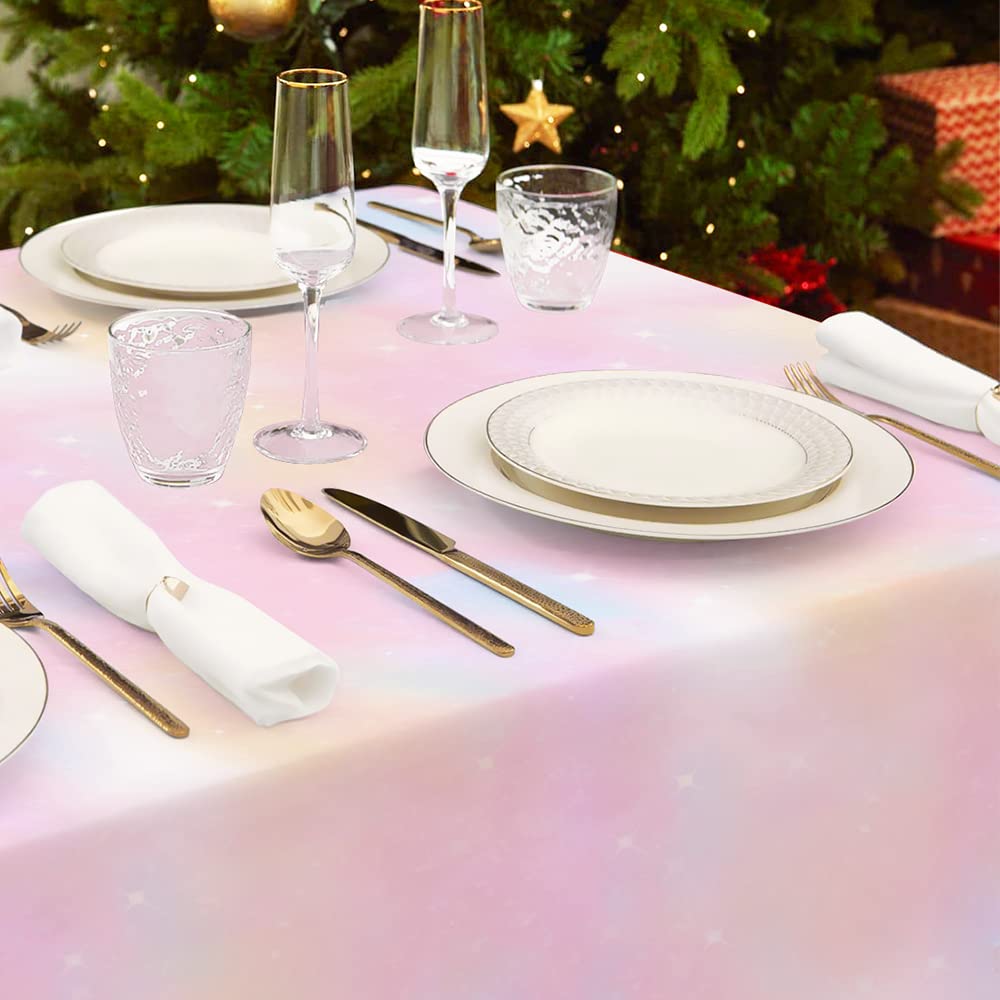 Pastel Rainbow Tablecloths For Rainbow Birthday Party Decorations, Disposable Tablecloth Plastic Waterproof Rectangle Table Cove