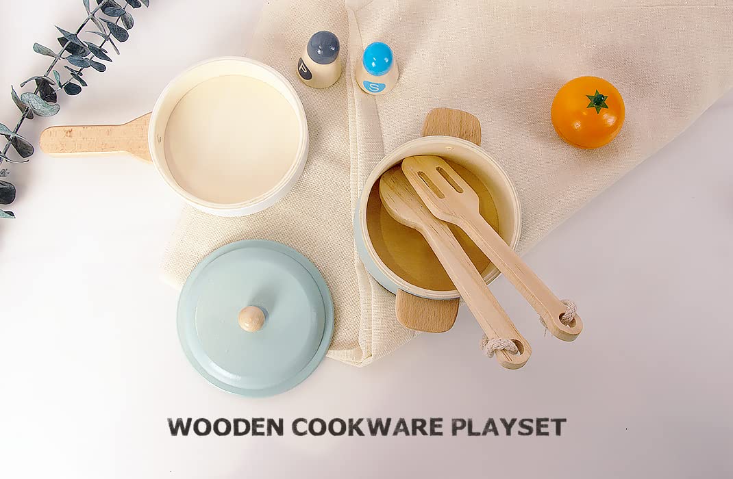 WoodenEdu Premium Toddler Play Kitchen Toys, Wooden Kitchen Utensils, Accessories for Pretend Play Kitchen Set, Montessori Learn