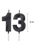 2 inch Black 13 & 31 Birthday Candles, 3D Diamond Number 13rd & 31st Cake Topper for Boys Girls Birthday Party Decorations Theme