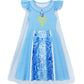WonderBabe Princess Costume Dresses for Girls Blue Dress Up Clothes Cape for Toddler Girls Fancy Dress Birthday Party size 1-2t