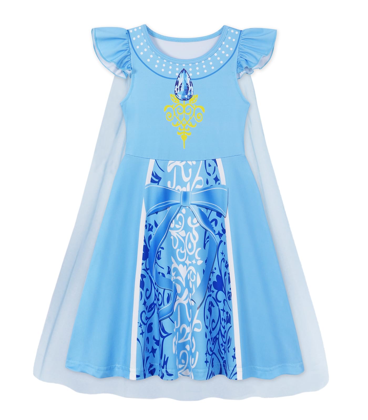 WonderBabe Princess Costume Dresses for Girls Blue Dress Up Clothes Cape for Toddler Girls Fancy Dress Birthday Party size 1-2t