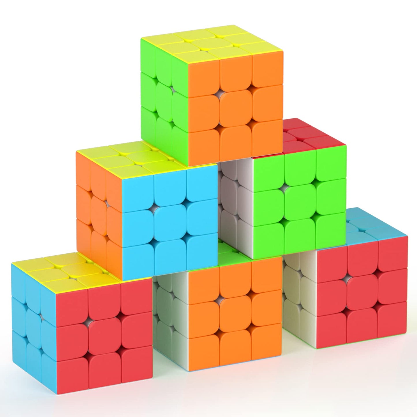 Full Size 3X3X3 Speed Cube Set, 2.2In Puzzle Party Favors Toy Stickerless Magic Cube Set, School Classroom Prize For Students, Birthday Party Stocking Stuffers Gifts For Kids Teens Adults(6 Pack)