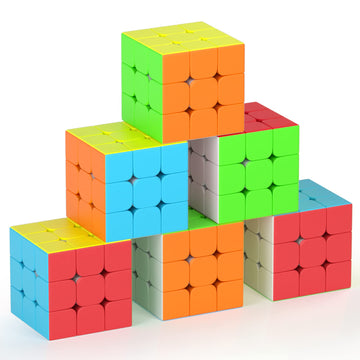 Full Size 3X3X3 Speed Cube Set, 2.2In Puzzle Party Favors Toy Stickerless Magic Cube Set, School Classroom Prize For Students, Birthday Party Stocking Stuffers Gifts For Kids Teens Adults(6 Pack)