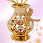 Matashi Valentine'S Day Gift For Her - Flower Bouquet Vase With Dragonfly, Clear Crystal Studded 24K Gold Plated Tabletop Ornament For Women, Mom, Daughter, Friends & Family