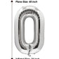 Aule 40 Inch Big Silver 0 Balloon Number Large Foil Helium Number Balloons 0-9 Jumbo Giant Happy 0Th Birthday Party Decorations