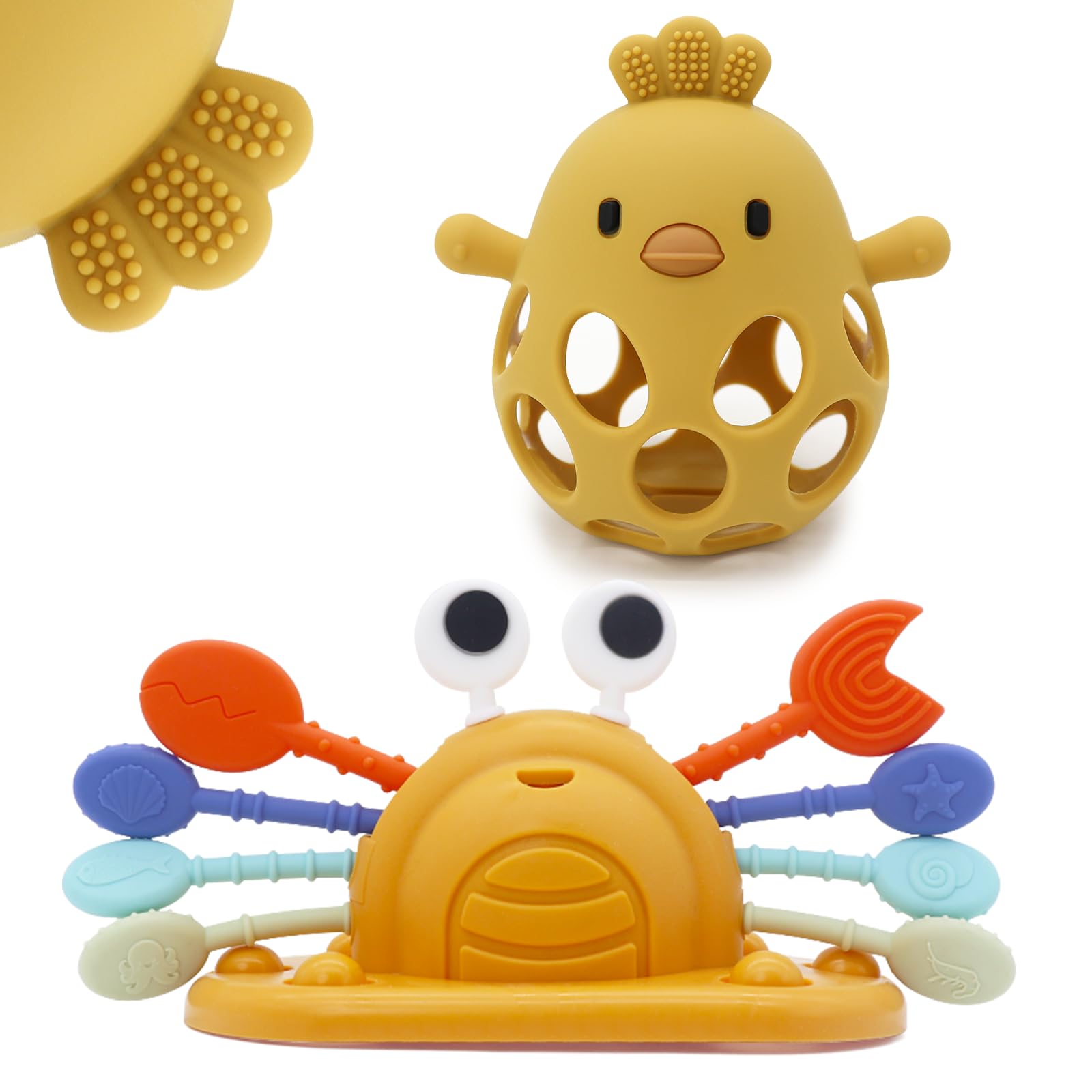 Baby Suction Toys High Chair Teething Toys - Baby Teething Chew Toys Silicone Teethers, Food Grade Silicon for 6 12 18 Months (Y