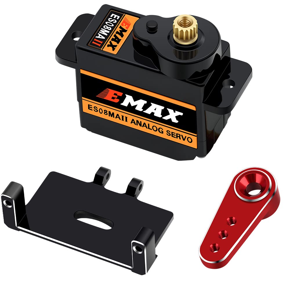 EPINON for AXIAL SCX24 Servo Metal Gear EMAX RC Servo Steering Servo with Servo Mount Bracket and Arm SCX24 Upgrade Parts (Red)