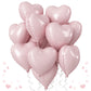 Baby Pink Heart Balloons, 18 Inch Pink Heart Balloons, 12Pcs Large Pearl Pink Heart Shape Mylar Balloons, Pastel Pink Helium Foi
