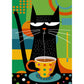 Bgraamiens -Coffee Cat- Modern Art Cartoon Whimsical Cat 1000 Pieces Puzzle For Adult