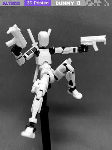 Altuco T13 Action Figure With Lots Of Accessories,3D Printed Multi-Jointed Titan13 Figure,White Dummy 13 Desktop Decorative Toy