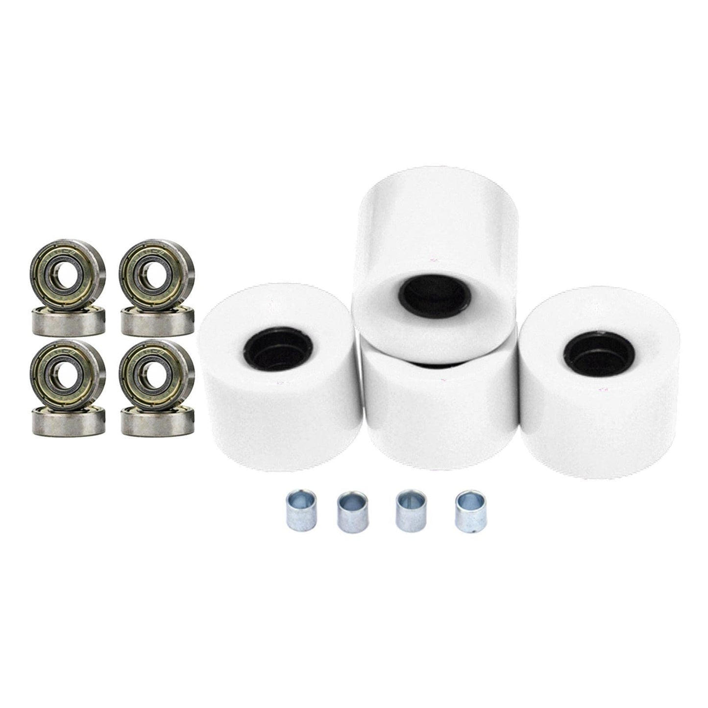 Calandis Skateboard Wheels with Bearings 60mm Wheels Set of 4 White Gold Cover