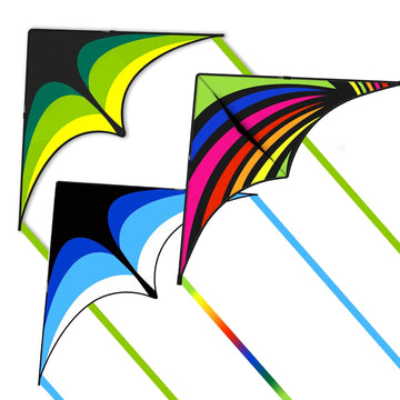 Mint'S Colorful Life 3 Pack Delta Kites For Kids & Adults, Extremely Easy To Fly Kite, Best Kite For Beginner(Green & Rainbow & Blue)