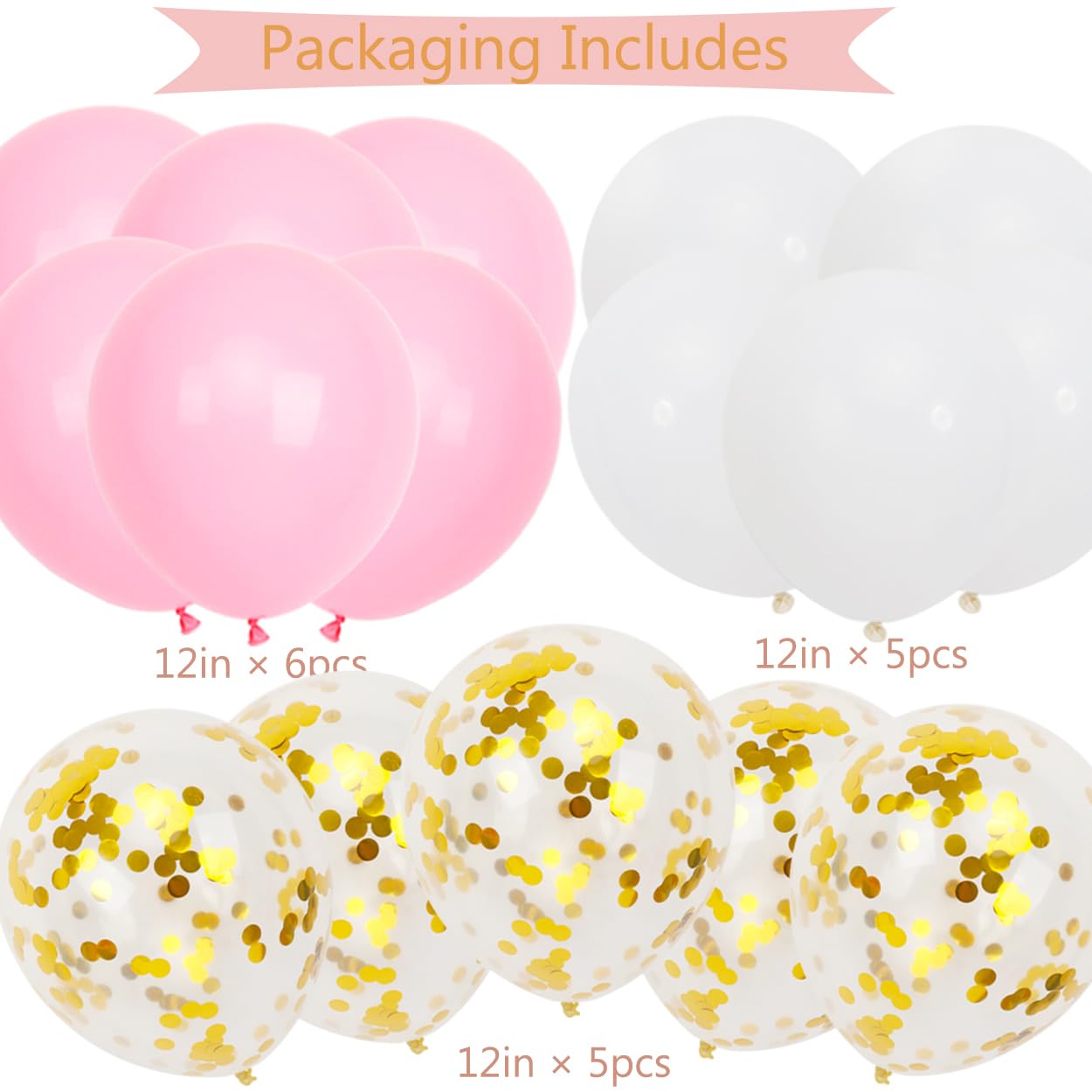 Happy Birthday Banner, Pink Birthday Decoration, 16 Pcs 12 Inch Happy Birthday Balloons With 2 Ribbons For Girl And Women Birthd
