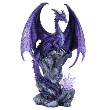 Pacific Giftware Large Winged Purple Dragon with LED Light Purple Crystal Rock 18 h