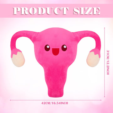 Mumufy Uterus Plush Toy - 11.8 Inch Pink Stuffed Toy for Women, Health Gift, Fertility Party Decor
