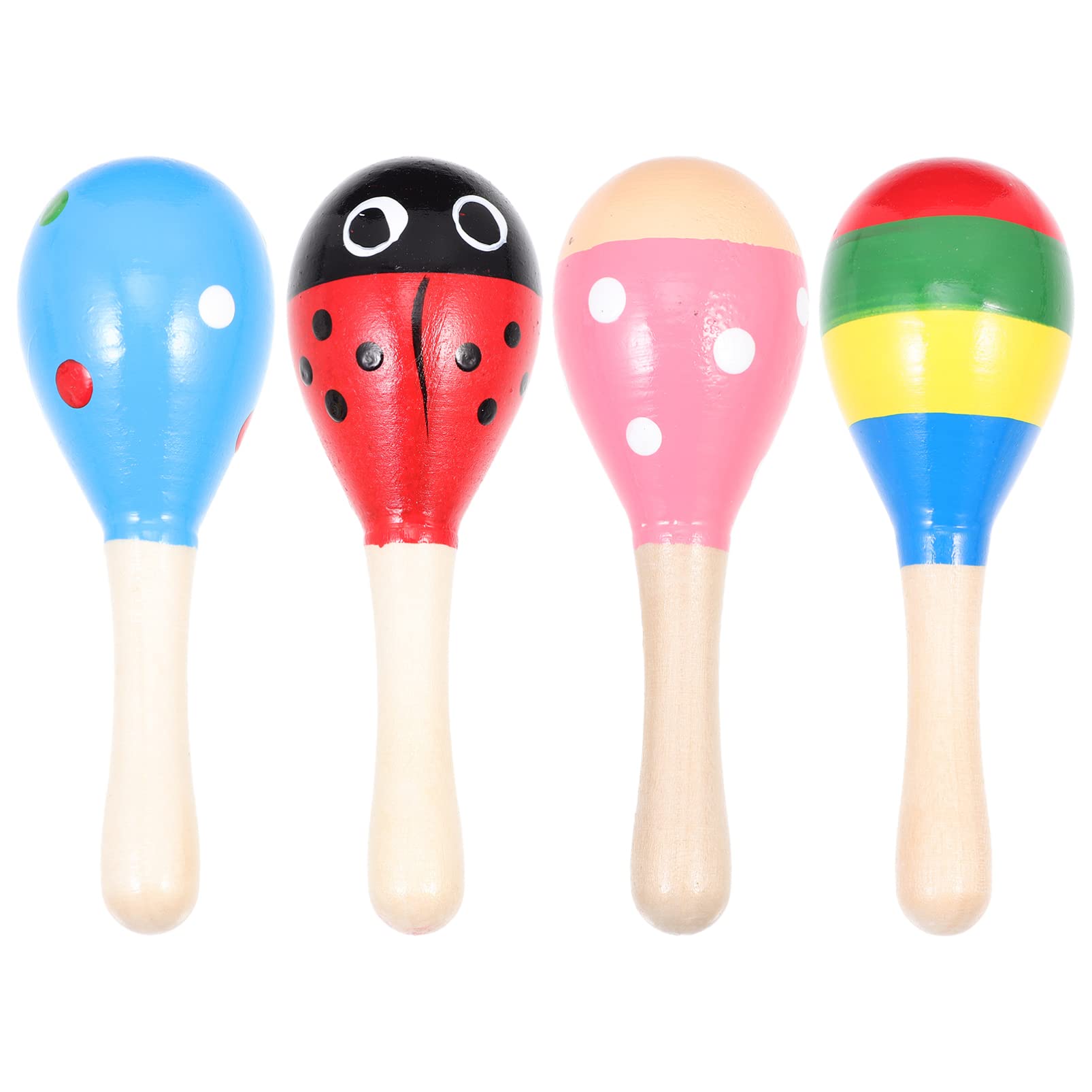 Excluzo 4Pcs Mini Wooden Maracas Colorful Wooden Maracas Toys Sand Hammers Wood Festival Musical Toys Early Educational Musical 