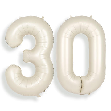 Suwen 40 Inch Large Cream White 30 Balloon Numbers Big Foil Helium Number Balloons 0-9 Jumbo Happy 30Th Mylar Birthday Party Dec
