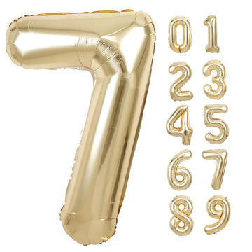 40 Inch Giant White Gold Number 7 Balloon, Helium Mylar Foil Number Balloons For Birthday Party, 7Th Birthday Decorations For Ki