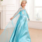 Luzlen Elsa Dress for Girls Toddler Snow Princess Costume Blue with Wig Halloween Birthday Party Dress Up Outfits, 7-8Y(Tag 150)