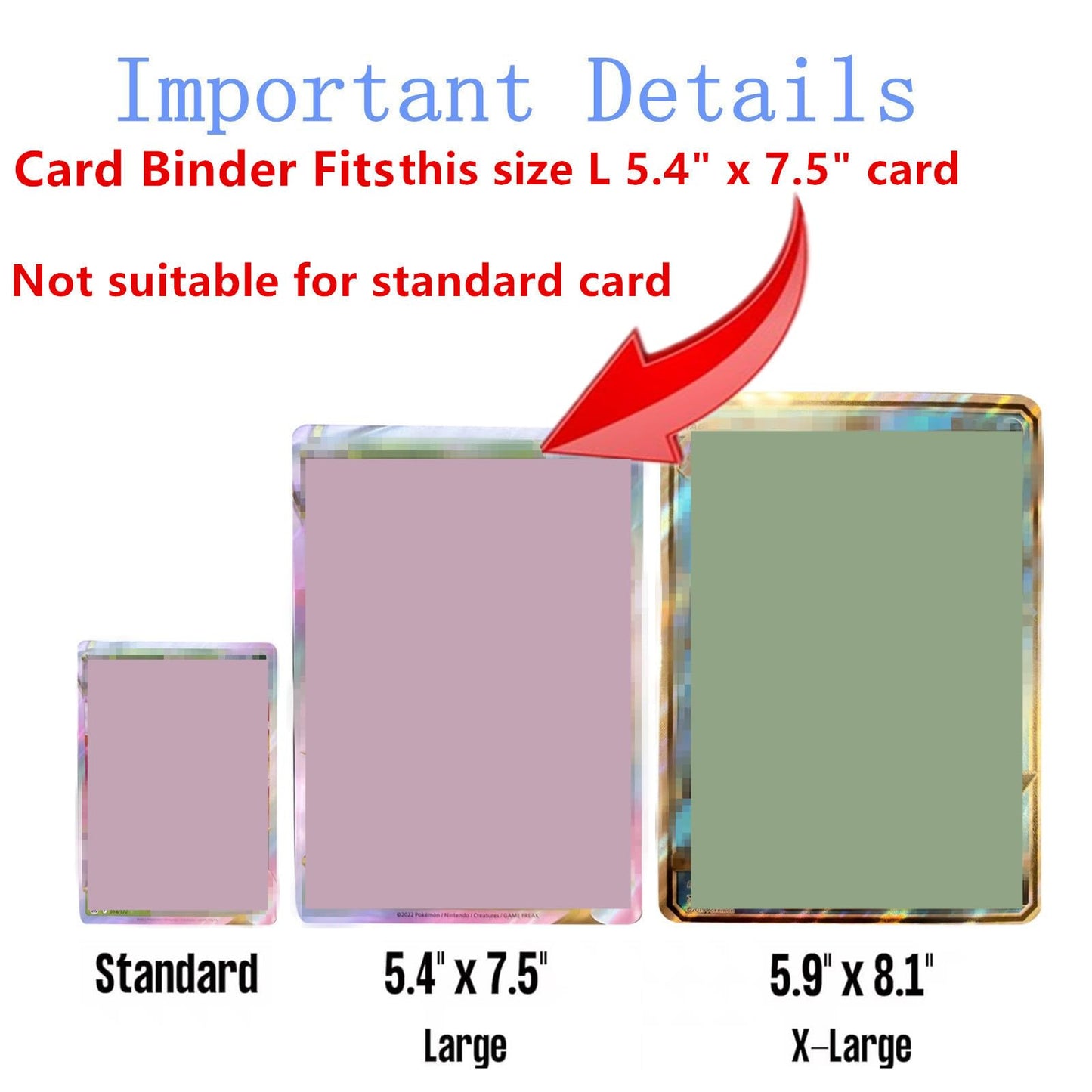 Card Binder for Jumbo/Oversized Cards  80+ Pockets Card Storage Abulm with 40+ Double-Sided Removable Pages  enhanced Leather Binder for Trading/Gaming Cards (Black  Large 5.4x7.5)