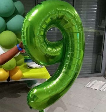 Paticool 40 Inch Green Number Balloon 9, Large Number Foil Balloons Mylar For Girl Boy Birthday Party Celebration Decorations Su