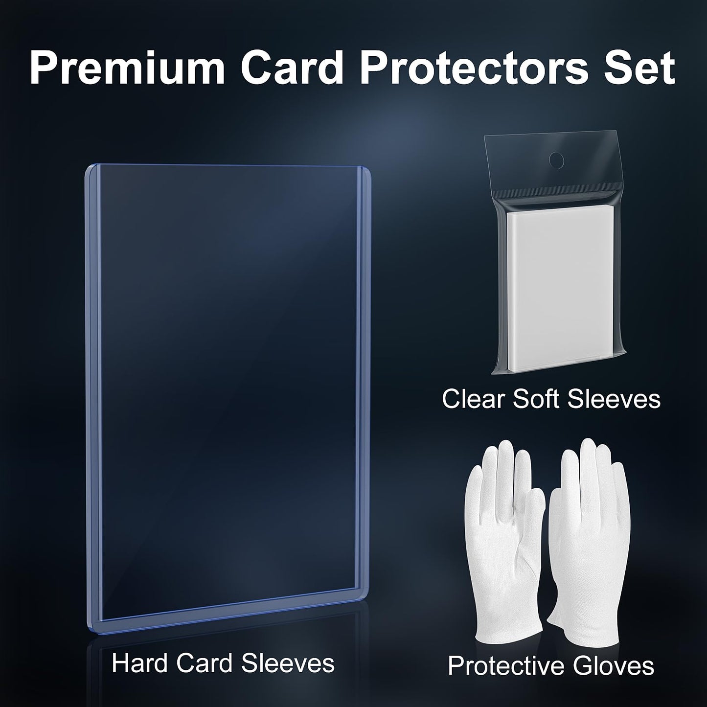 25 Count 55pt Card Sleeves Hard Plastic, Includes 25 Count 55pt Clear Soft Sleeves, 3x4 Card Protectors Hard Plastic Perfect for